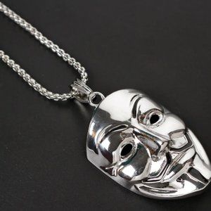 New Silver Vendetta Mask Pendant and Chain